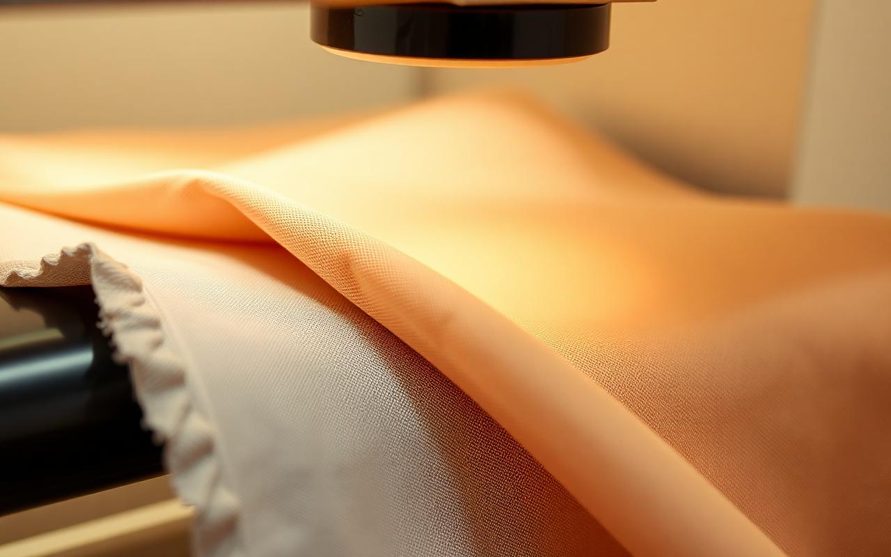 Closeup of fabric being measured by Fabric Analyzer